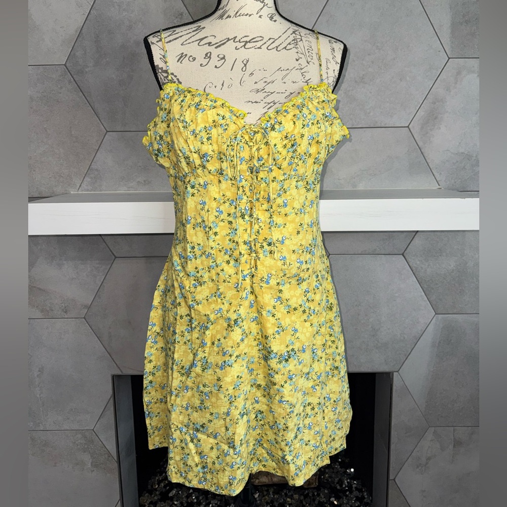 NWT💛Sabo Skirt Naoki Mini Dress in Buttercup Floral Yellow Size XL